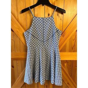 Trixxi Eyelet Halter Fit Flare Mini Dress Blue Size Medium nwt (3109) Read￼